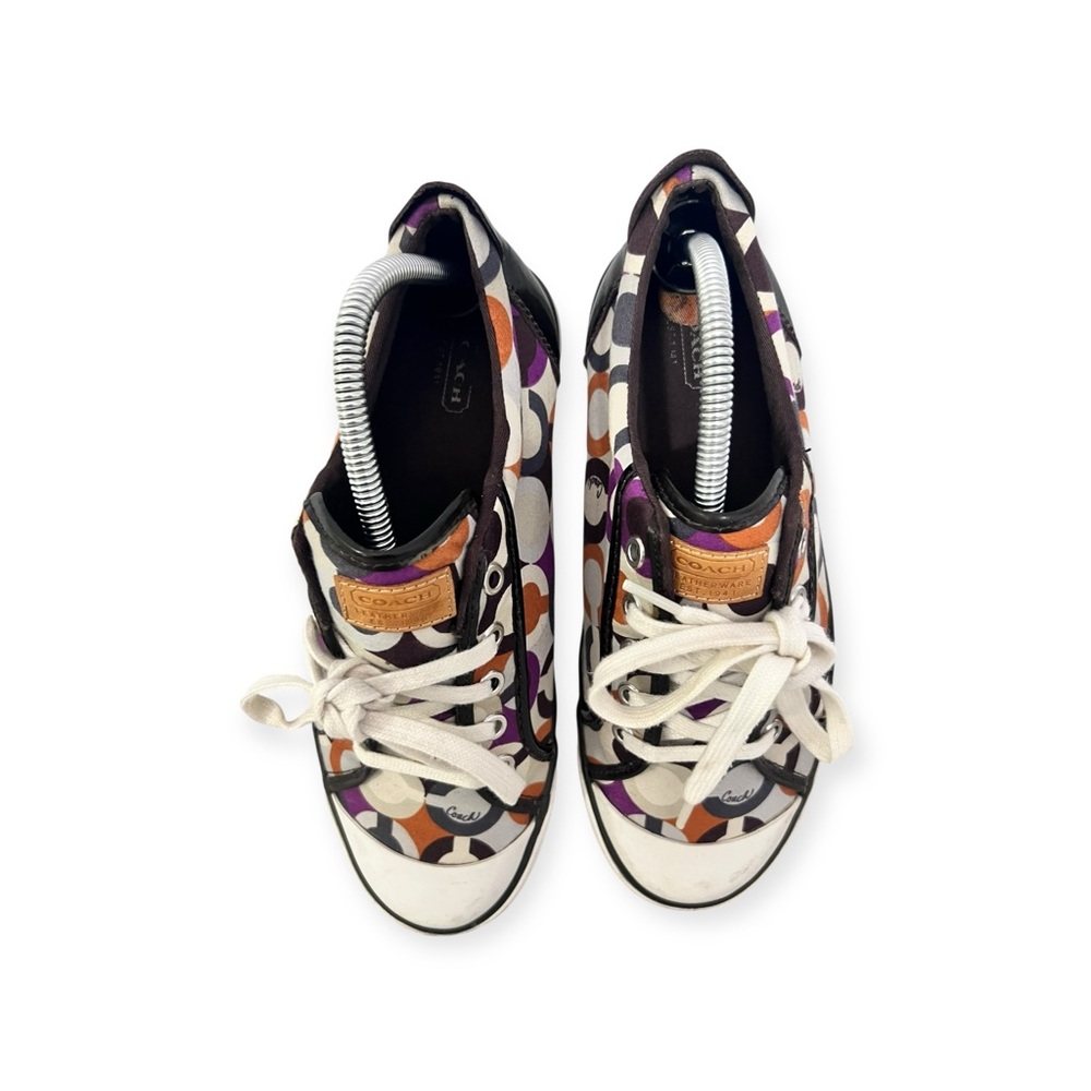 Coach Barrett Op Art Signature Purple Gray Brown Ivory sz 9.5